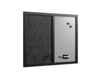 Combo Silver Dry-Erase and Black Fabric Wood Framed Bulletin Board