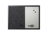 Combo Silver Dry-Erase and Black Fabric Wood Framed Bulletin Board