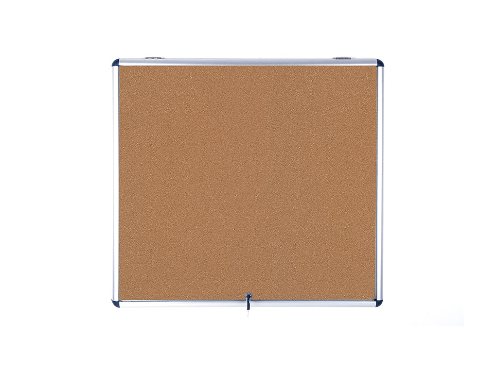 SlimLine Cork Single Top Hinged Door Enclosed Bulletin Board