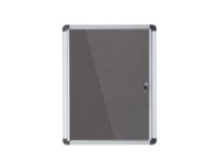 SlimLine Gray Fabric Swing Door Enclosed Bulletin Board