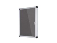 SlimLine Gray Fabric Swing Door Enclosed Bulletin Board